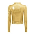 thumbnail image 5 of Women Shirts Women'S Metallic Liquid Mock Neck Turtleneck Crop Top Long Sleeve/Sleeveless Tank Top T Shirt,Gold Women Shirts S, 5 of 5