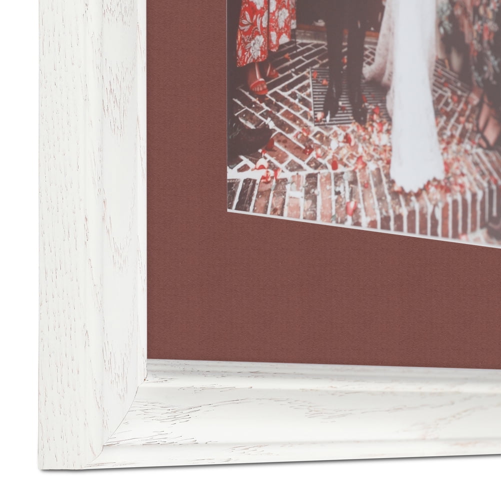 ArtToFrames 22x28" Matted Picture Frame with 18x24" Single Mat Photo Opening Framed in 1.25" Off White Wash on Ash and 2" Brique Mat (FWM-4098-22x28)