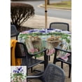 thumbnail image 4 of Outdoor Tablecloth with Umbrella Hole and Zipper, Spring Easter Square Table Cloth 60x60 Inch Waterproof Tablecloth, Purple Floral Summer Botanical Vintage Picnic Table Cover for Patio Camping, 4 of 7