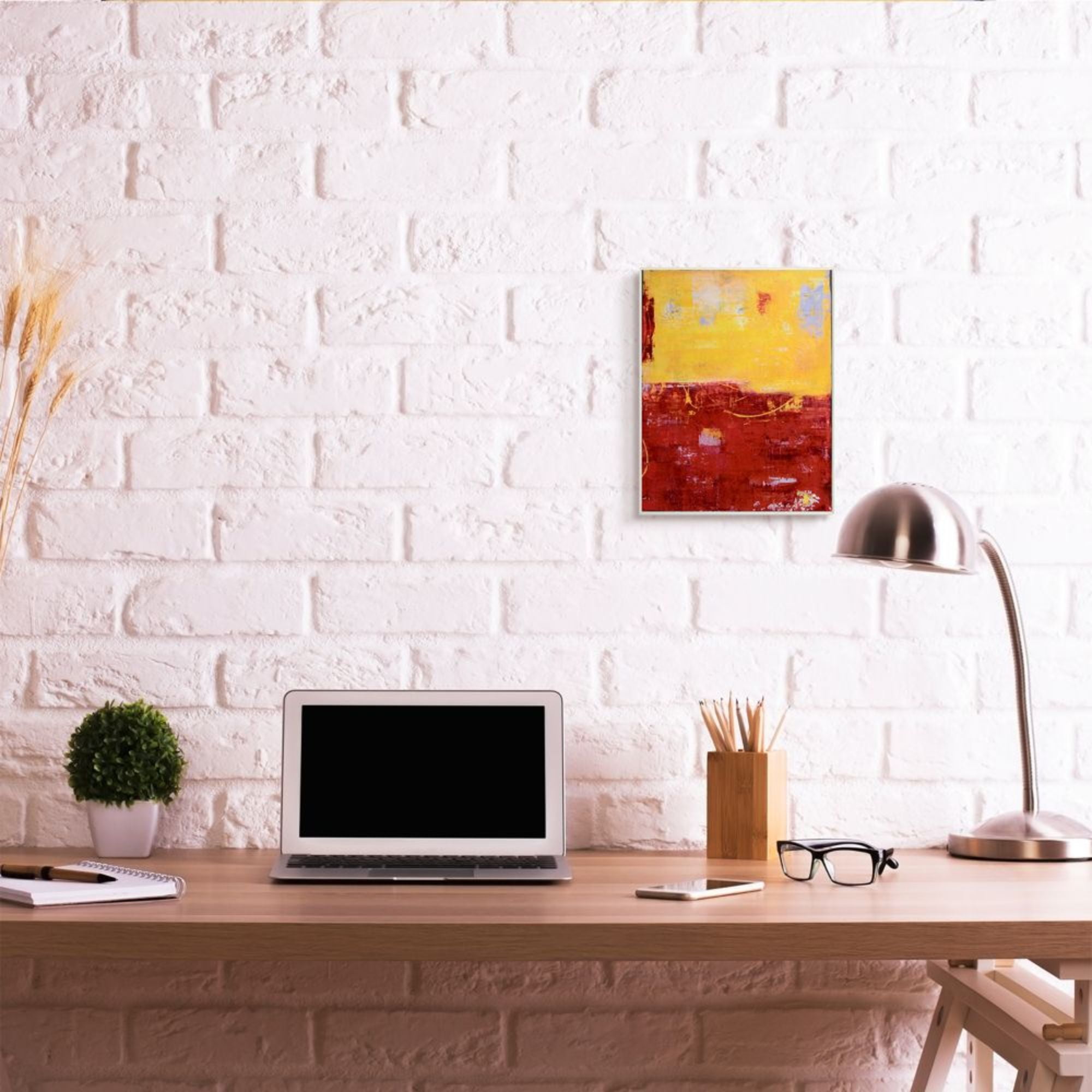 Stupell Industries Red and Yellow Color Block with Horizon Line Design by Erin Ashley