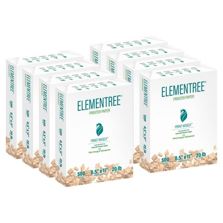 Elementree Sustainable Multipurpose Paper, 20 lb., 8.5" x 11", White, 4000 Sheets