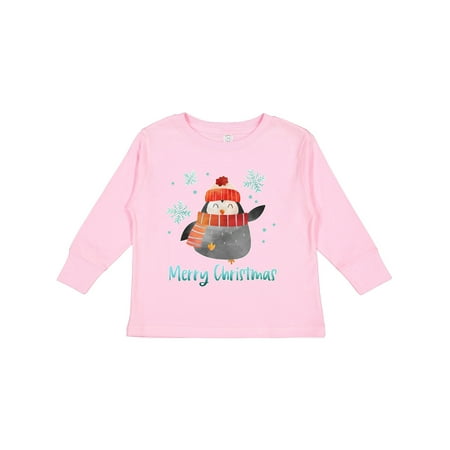 

Inktastic Merry Christmas Cute Baby Penguin in Scarf with Snowflakes Gift Toddler Boy or Toddler Girl Long Sleeve T-Shirt