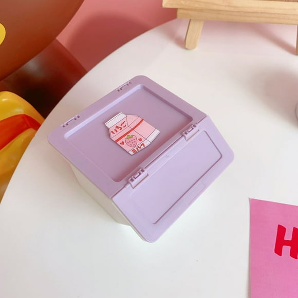 ZOUSSIQI Storage Box Cute Japanese Plastic Mini Cartoon Organizer Fairy for Desk Classroom Milk Box Purple JU316-101302