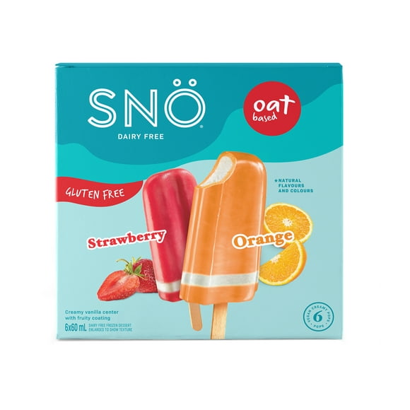 Snö Cream Pops Strawberry & Orange, 6x60 ml Dairy-Free Frozen Creams Pop Strawberry and Orange