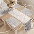 thumbnail image 2 of Ambesonne Art Deco Table Runner & Placemats, Seashell Inspired Stripes, Placemat 4 pcs + Runner 14"x72", Dust and White, 2 of 2