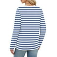 thumbnail image 4 of LTTVQM Long Sleeve Womens Tops Striped Casual Crew Neck T Shirts Loose Fit Color Block Business Dressy Blouses Light Blue XL, 4 of 5
