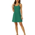 thumbnail image 2 of INSPIRE CHIC Women's Nightgown Sleeveless Sleepwear Elastic Wide Strap Sleep Shirt Short Nightshirt M Dark Green, 2 of 6