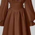 thumbnail image 4 of Ovbmpzd Formal Big Girls Dresses Brown Puff Sleeves Party Dresses A-Line Midi French Dresses,14-15Years, 4 of 6
