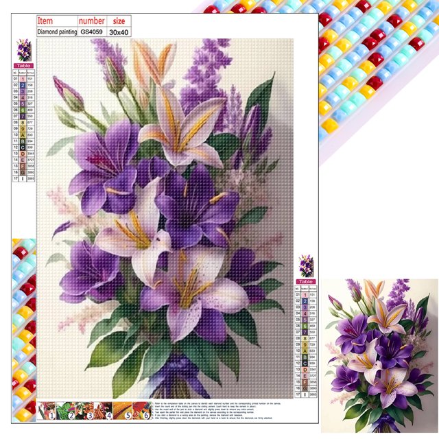 5D DIY Con Cuentas Cuadradas Lirio Del 45x45cm Color Morado