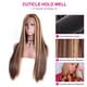 thumbnail image 5 of Pelucas con flequillo para mujer, peluca ondulada suelta, larga, recta, marrón, rubia mixta, pelucas sintéticas para mujer, raya en medio que resalta las bandas, 5 of 5