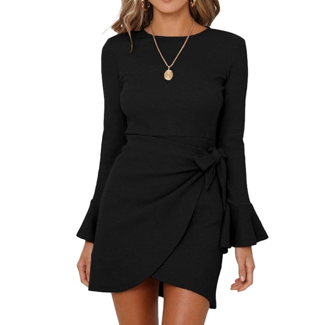 Vestido mini elegante ajustado de manga larga para mujer, regalo para mujer