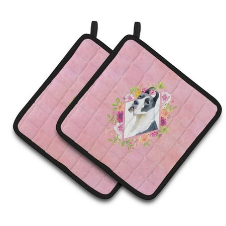 

Carolines Treasures CK4150PTHD Great Dane Pink Flowers Pair of Pot Holders 7.5HX7.5W multicolor