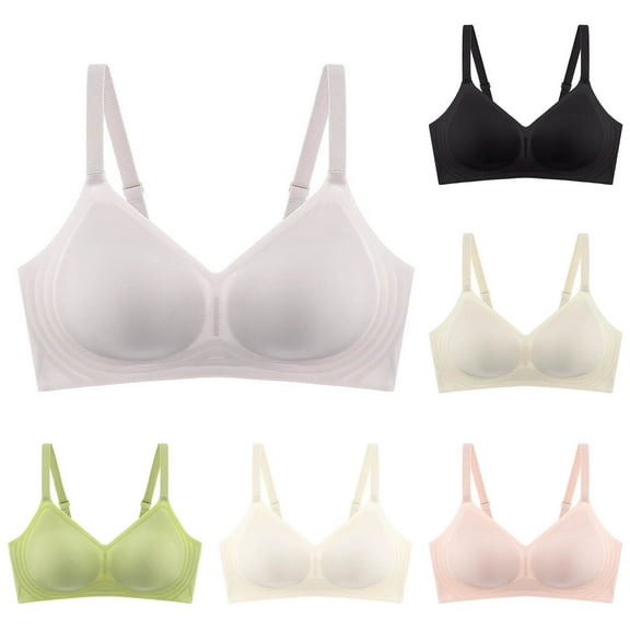 Swuxness Women's Push Up Wireless Bras Seamless Bare Feel Side Support Lift Prevention Comfortable Soft
