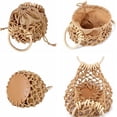thumbnail image 4 of Ladies Mini Handbag Top Handle Bucket Drawstring Beach Woven Handmade Fishnet Bag (Coffee Color), 4 of 5