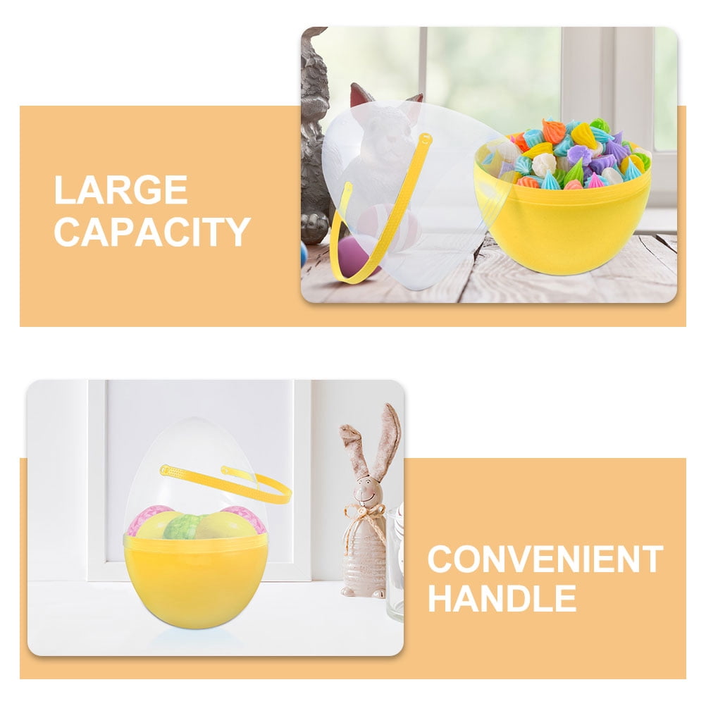 HONMEET 25cm Yellow Fillable Plastic Easter Egg with Handle for Storage and Fun Surprises at Events