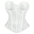 thumbnail image 3 of Ugoldhm Women's Overbust Lace-Up Corset Top - Breathable Sheer Lingerie Bustier Bodyshaper, 3 of 8
