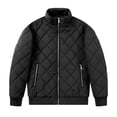 thumbnail image 2 of Purcolt Mens Bomber Jackets Trendy Casual Quilted Stand Neck Full Zip Up Winter Thermal Coats Comfort Loose Fit Windproof Outerwear with Zipper Pockets, 2 of 9