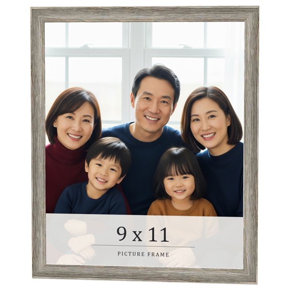 9x11 Frame Grey Solid Wood Picture Frame Width 1 Inches | Interior Frame Depth 0.5 Inches |