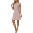thumbnail image 5 of INSPIRE CHIC Women's Wear to Work Solid Color Sleeveless A-Line Flared Midi Dresses S Dusty Pink, 5 of 6
