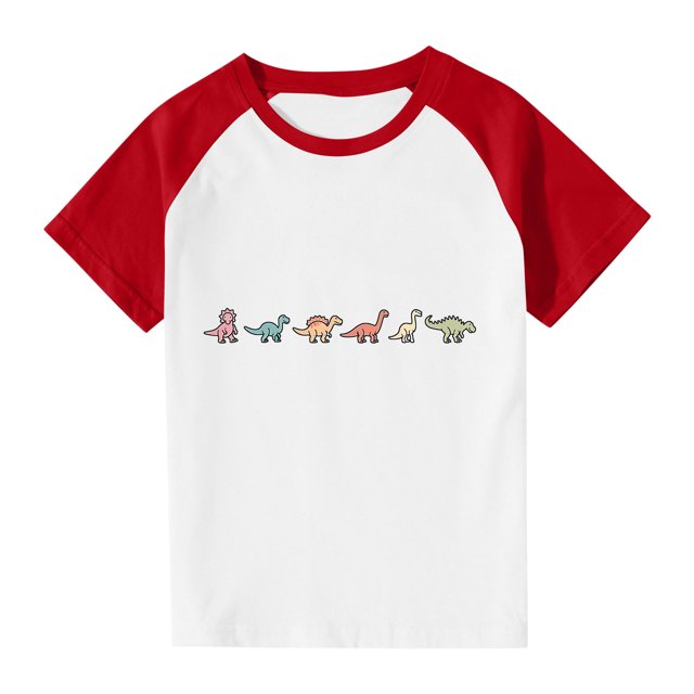 RXIRUCGD 2025 Vêtements d'Été pour Enfants Tout-Petits Garçons Filles Mode Mignon Col Rond Imprimé Manches Courtes Haut
