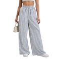 thumbnail image 3 of Women'S Striped Wide Leg Lounge Pants Knot Front High Waisted Baggy Pants Trousers Streetwear Blue XXL, 3 of 8