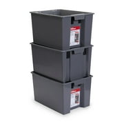 Hyper Tough Garage Plastic Stacking Open Storage Bin, Medium, Gray, No Lid