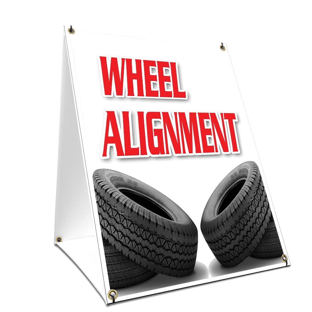 Aframe Sidewalk Wheel Alignment Sign With Graphics On Each Side 18