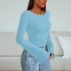 thumbnail image 5 of Camiseta sin mangas para mujer,Blusa estampada para mujer, camiseta de manga larga con cuello redondo, poliéster acanalado, top informal verde oliva, sopatenor, 5 of 9
