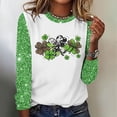 thumbnail image 3 of Charella Long Sleeve Shirts for Women St Patricks Day Shirt Crewneck T-shirts 2025 Trendy Bling Bling Tops,Green,XL, 3 of 4