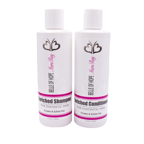 Belle of Hope 8oz Luxury Hair Care Kit for Synthetic Hair with Wide Tooth Comb (3pc Bundle)