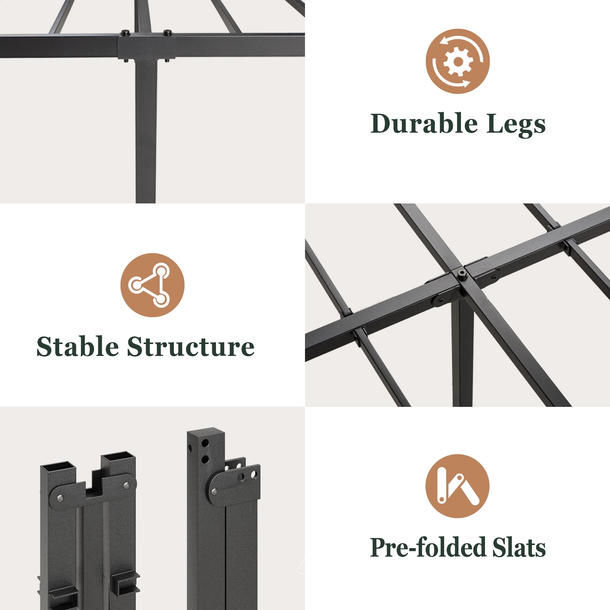 Amolife Heavy Duty Twin Size 18'' Metal Platform Bed Frame with Ample Under Bed Storage Space, Black