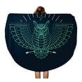 thumbnail image 1 of SIDONKU 60 inch Round Beach Towel Blanket Thin Line Owl Shadows Bird Label Badge Emblem Travel Circle Circular Towels Mat Tapestry Beach Throw, 1 of 2