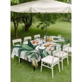 thumbnail image 4 of Outdoor Tablecloth with Umbrella Hole for Patio/Picnic/Party/Camping, Tropical Palm Trees Waterproof Table Cloth Rectangle Table Cover Washable, Green Botanical Summer Flowers Plaid (60"x 120"), 4 of 9