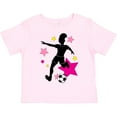 thumbnail image 3 of Inktastic Girl Playing Soccer Pink and Yellow Stars Girls Toddler T-Shirt, 3 of 5