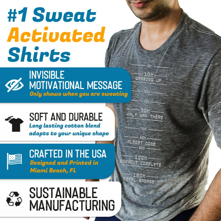 frakke Stænke shampoo Sweat Activated Motivational T Shirt with Workout Progress Meter You Can Go  Home When Reaching 100% Great Gym Gift X-Small Grey - Walmart.com