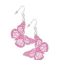 thumbnail image 3 of Delight Jewelry Acrylic Cut Out Butterfly Mirror Pink Silver tone Infinity French Earrings, 3 of 4
