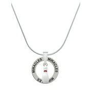 Delight Jewelry Silvertone Bowling Pin Miracles Ring Charm Necklace, 18"
