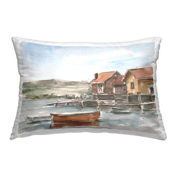 Stupell Industries Canoes on Lake Edge Decorative Printed Throw Pillow Design by Ethan Harper