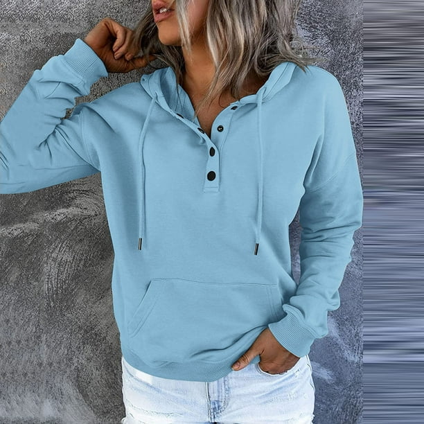 nsendm Womens Sweatshirt Adult Female Clothes Long Hoodie for Women Women's  Soild Printed Fashion Top Shirt Hooded Long Sleeve Casual Sweatshirt Small  Hoodies Blue Size XL 