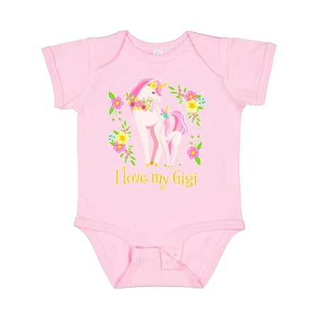 

Inktastic I Love My Gigi Unicorn with Pink and Yellow Flowers Gift Baby Boy or Baby Girl Bodysuit