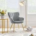 thumbnail image 3 of Renwick Modern Upholstered Velvet Accent Chair with Wing Side, Light Gray, 3 of 6