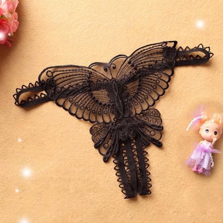 

Butterfly Lace Micro Women Open Thongs G Strings Transparent Underwear