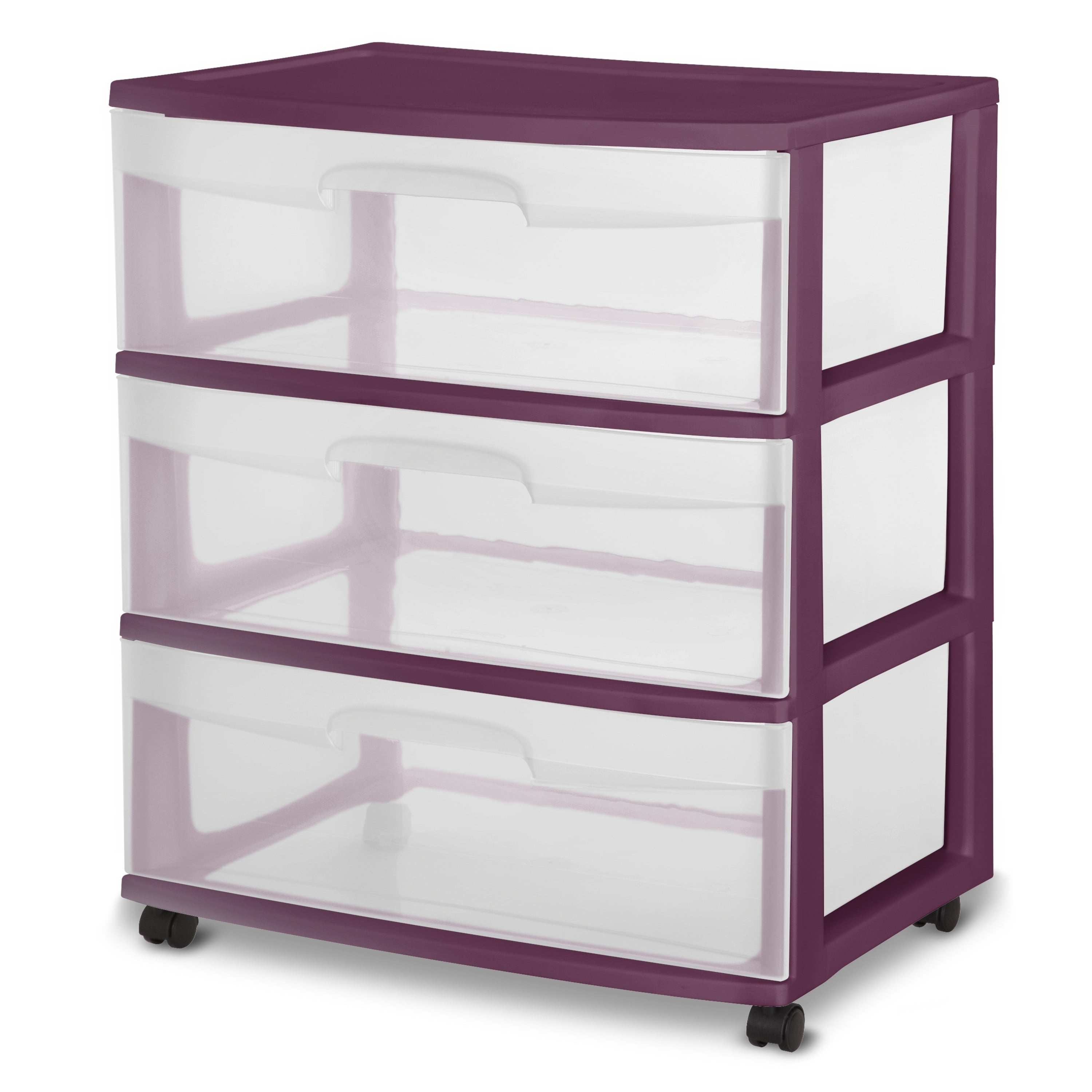 Sterilite Wide 3 Drawer Cart Red Currant Deal BrickSeek