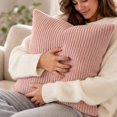 thumbnail image 4 of Throw Pillow Cover with Fine Stripe Corduroy Texture, 18X18 Inch, Pink, for Living Room Sofa and Couch Decor, 4 of 4