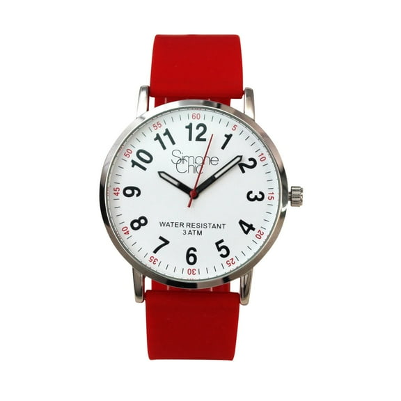 Watch for Nurse, Medical Professionals and Students – With Second Hand, Easy Read Dial - Hour & Second Arabic Time Indicator, and Silicone Band with Various Colour choice, Nurse Watch- Red
