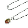 thumbnail image 2 of Christmas Holiday Santa Wreath Ribbon Swirl Antiqued Oval Charm Pendant with Chain, 2 of 4