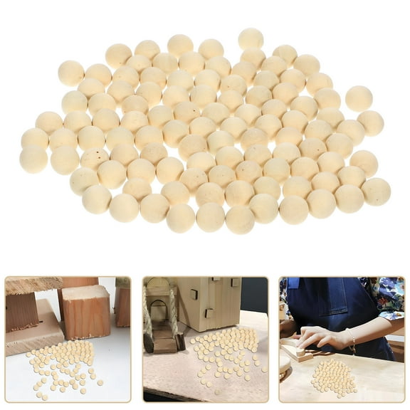 LEORX Round Wooden Balls For Craft Wooden Ball Unfinished Light Yellow 100Pack 0.3in