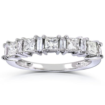 - Princess-cut and Baguette Diamond Band 3/4 Carat (ctw) in 14k White Gold