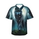 thumbnail image 1 of Fotbe Wolf Camisa Hawaiana para Hombre Unisex – Camisa Casual de Verano con Botones de Manga Corta de Algodón y Lino,Large, 1 of 7