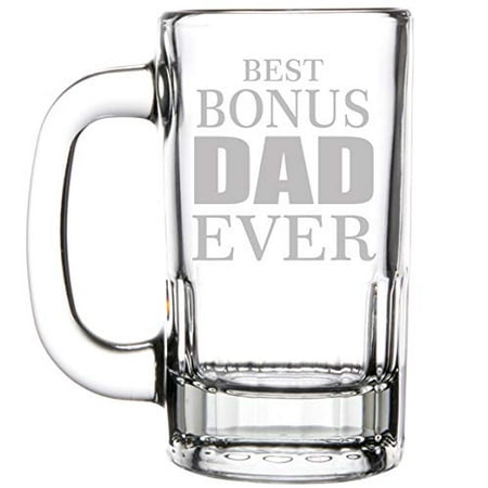

12oz Beer Mug Stein Glass Stepfather Best Bonus Dad Ever